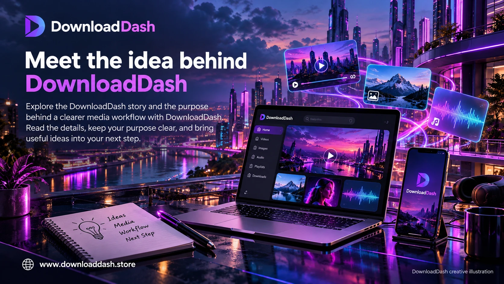 DownloadDash About campaign illustration: Meet the idea behind DownloadDash