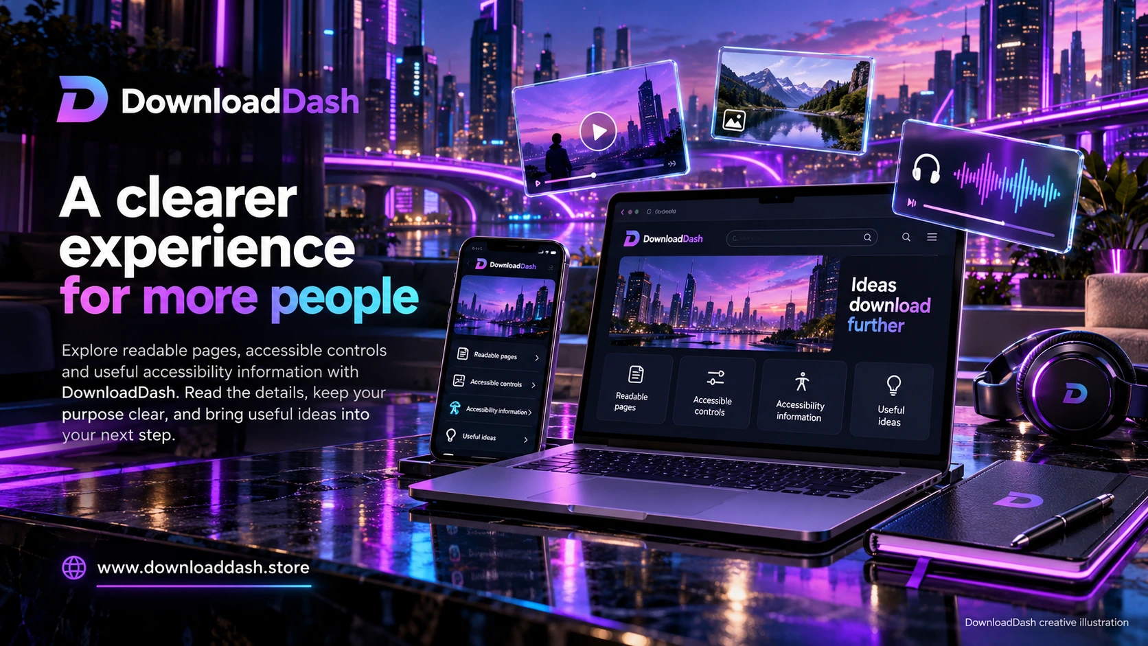 DownloadDash Accessibility Statement campaign illustration: A clearer experience for more people