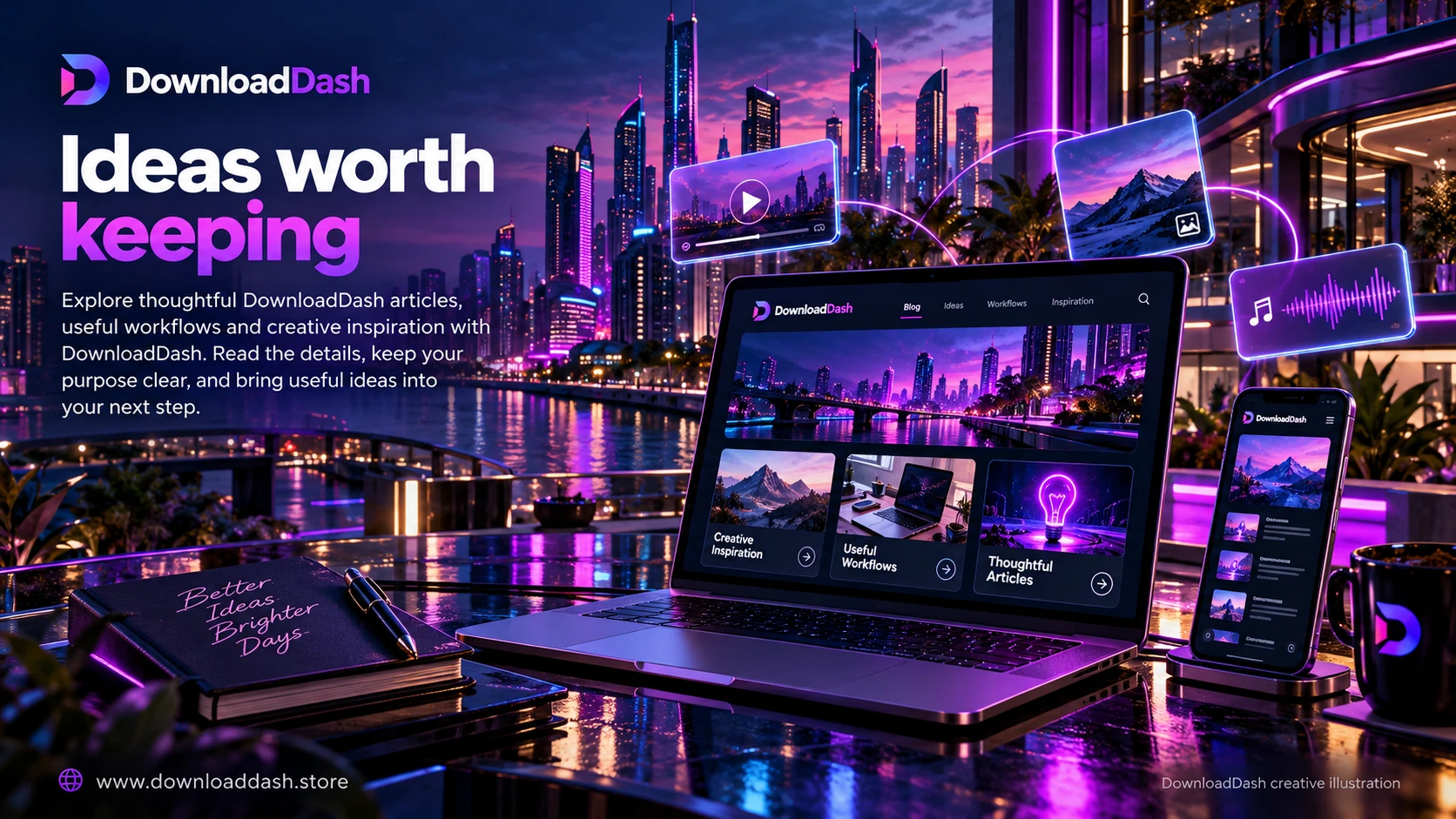 DownloadDash Blog campaign illustration: Ideas worth keeping