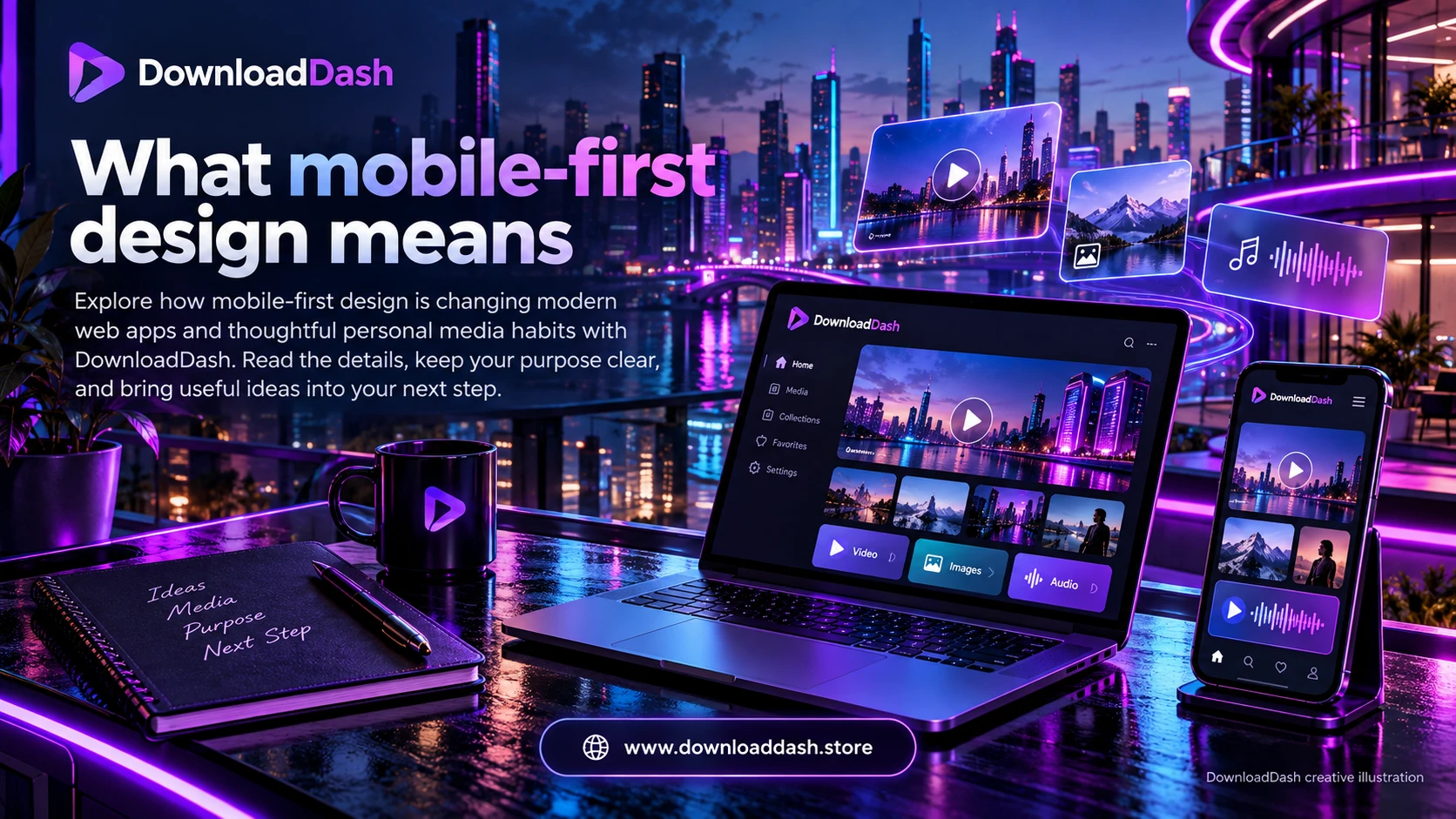 DownloadDash Blog Mobile First Modern Web Apps campaign illustration: What mobile-first design means