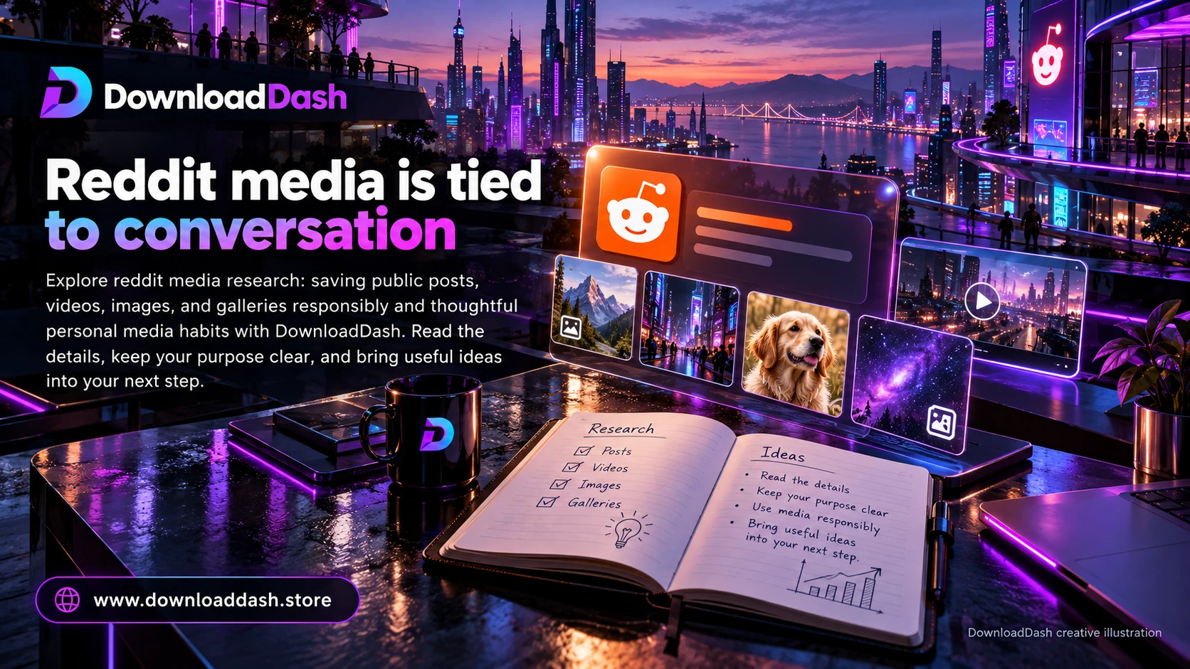 DownloadDash Blog Reddit Media Research Guide campaign illustration: Reddit media is tied to conversation