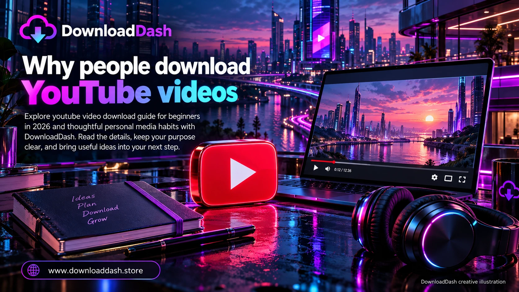 DownloadDash Blog You Tube Download Guide2026 campaign illustration: Why people download YouTube videos
