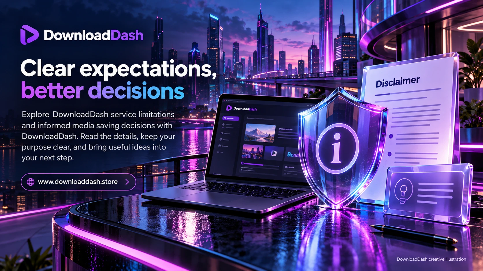 DownloadDash Disclaimer campaign illustration: Clear expectations, better decisions