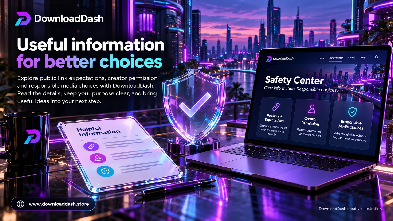DownloadDash Safety Center campaign illustration: Useful information for better choices