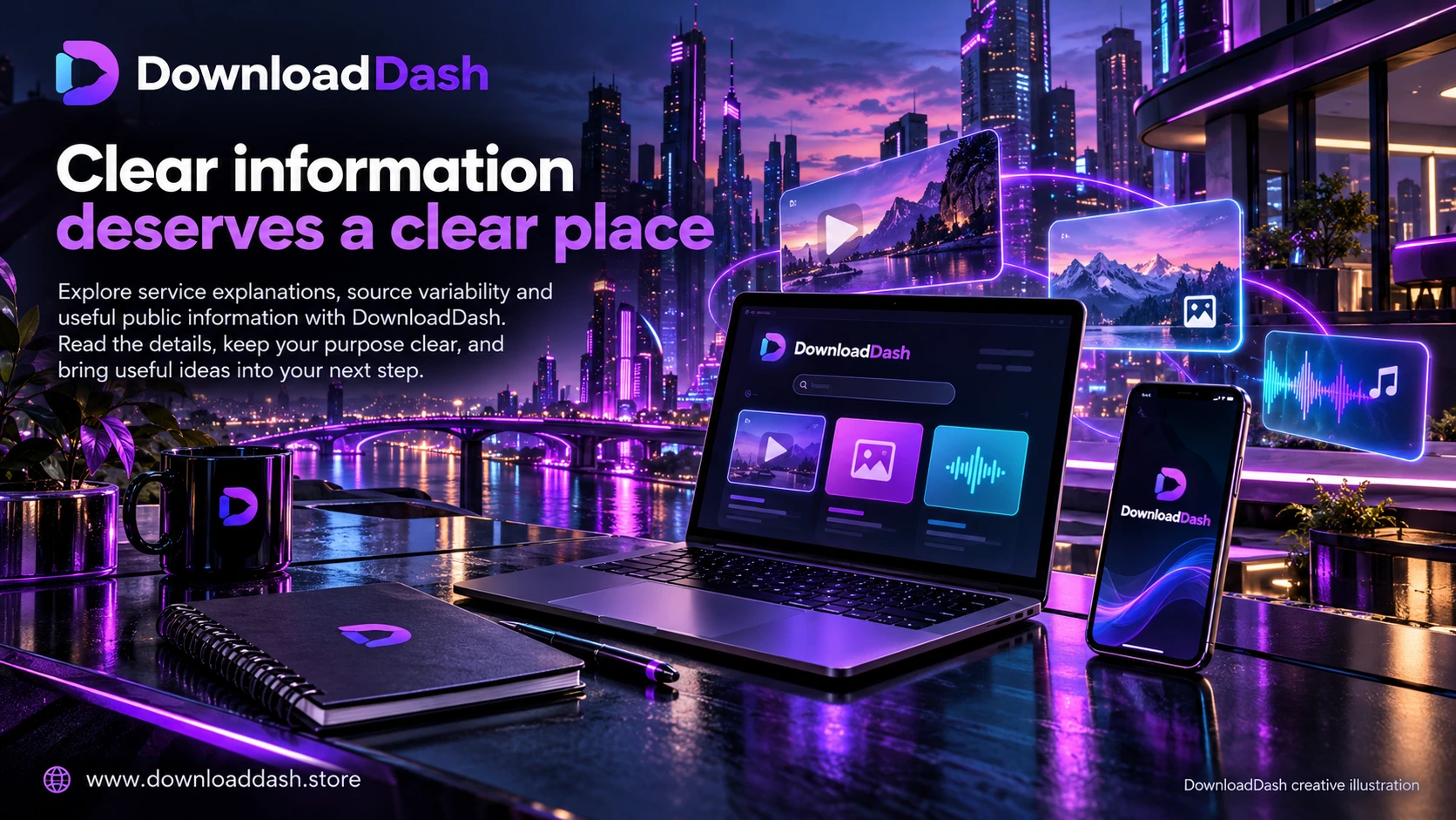DownloadDash Transparency Statement campaign illustration: Clear information deserves a clear place