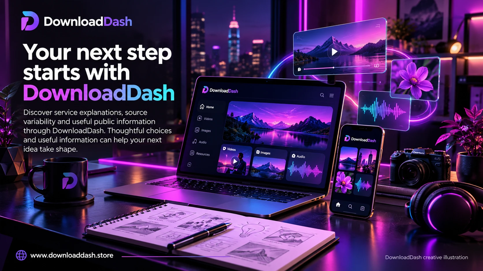 DownloadDash Transparency Statement campaign illustration: Your next step starts with DownloadDash