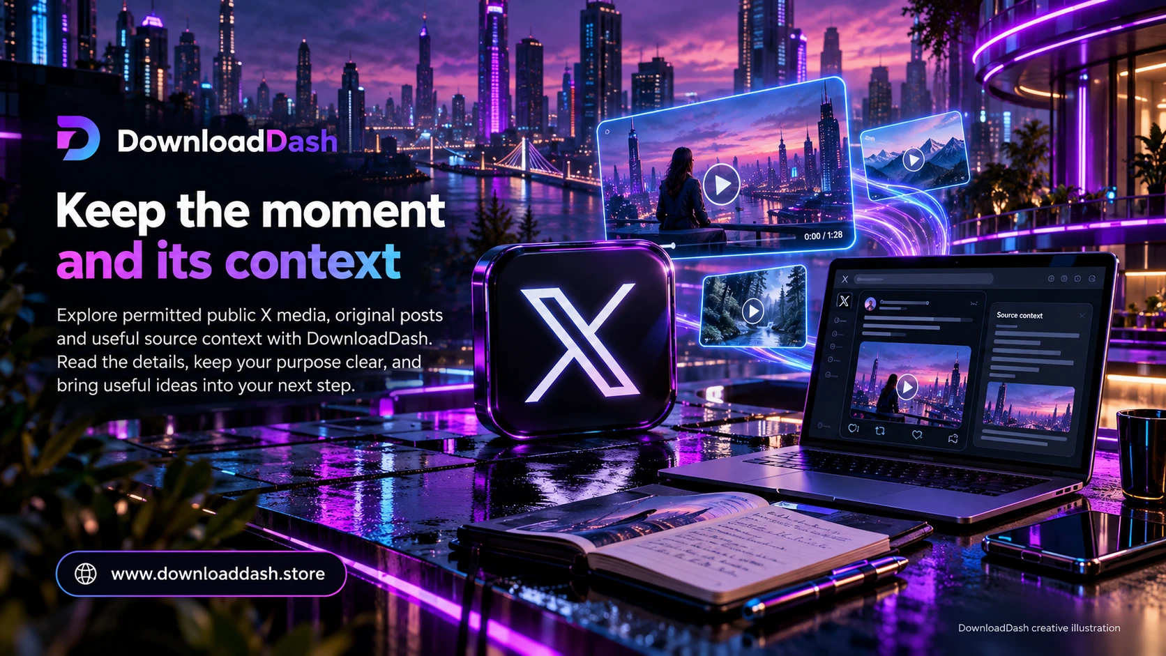 DownloadDash Twitter Downloader campaign illustration: Keep the moment and its context